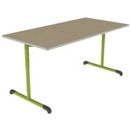 Table Bandana 160x80cm rég. T3/T6 DL strat polyurét. hêtre miel beige/vert acide