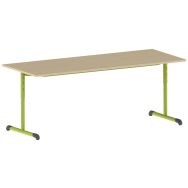 Table Bandana 200 x 80 cm réglable T3 à T6 stratifié hêtre miel - vert 1864
