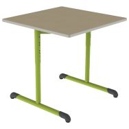 Table Bandana 80x80cm rég. T3/T6 DL strat polyuréth. hêtre miel beige/vert acide