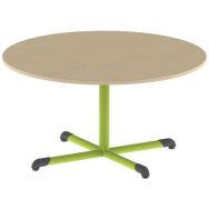 Table Bandana ronde Ø 120 cm fixe T4 stratifié hêtre miel - vert 1864