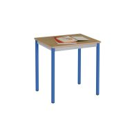 Table Basic 70 x 50 cm T6, chants plaqués, plateau hêtre, piètement bleu