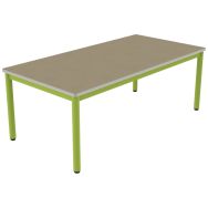 Table Carélie 160x80 cm T3 - 4P - strat polyuréthane hêtre miel beige/vert acide