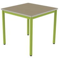 Table Carélie 80x80 cm T6 - 4P - strat polyuréthane hêtre miel beige/vert acide