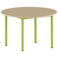 Table Carélie ronde Ø 120 cm fixe T6 stratifié hêtre miel - vert 1864