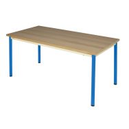 Table Chloé 120 x 60 cm 4 pieds Plateau hêtre Piètement bleu T2