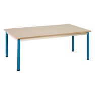 Table Chloé 4 pieds 120 x 80 cm T2 plateau beige piétement bleu