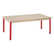 Table Chloé 4 pieds 120 x 80 cm T2 plateau beige piét.rouge  Ral 3000