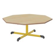 Table Chloé octogonale pied central Plateau hêtre Piètement jaune T2