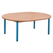 Table Chloé ovale 4 pieds Plateau hêtre Piètement bleu T1