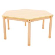 Table Classik hexagonale réglable T3 à T4 - piètement bois hêtre