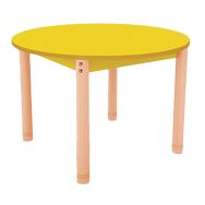 Table Classik ronde réglable T0 à T3 - jaune/hêtre