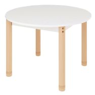 Table Classik ronde réglable T3 à T4 - blanc/hêtre