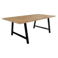 Table Cohésion 200x100 cm pied métal trapèze chêne brut/noir