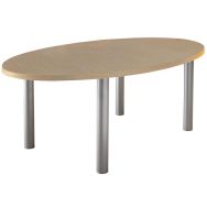 Table Conseil Ovale 200x120 Chêne 4 pieds Gris alu