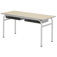 Table Delta casier 130x 50 cm fixe strat. chants polyurét. - Mobidecor