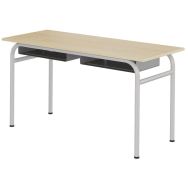 Table Delta casier 130x50 cm fixe T5 mélaminé chants polypropylène hêtre/gris