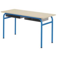 Table Delta casier 130x50 cm fixe T5 stratifié chts alaisés coquille oeuf/bleu