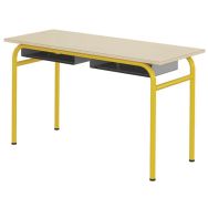 Table Delta casier 130x50 cm fixe T6 stratifié chts alaisés coquille oeuf/jaune