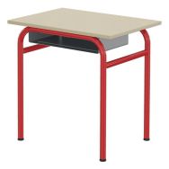 Table Delta casier 70 x 50 fixe T5 méla PP - coquille oeuf/rouge  Ral 3000