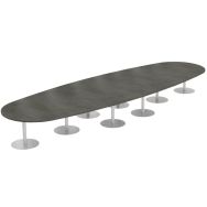 Table Elbia 630x200 cm 24/26 personnes plateau 30 mm pied corolle Béton/Alu