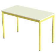 Table Elodie 120x60 T4 plateau sous cadre mélaminé beige époxy jaune  Ral 1023