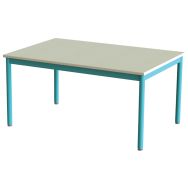 Table Elodie 120x80 T2 plateau sous cadre mélaminé beige époxy turquoise Ral5018
