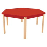 Table Ergo hexagonale T1 - rouge/hêtre