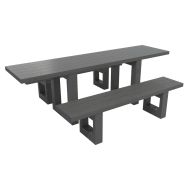 Table Escapade PMR 240 cm + 2 banquettes 180 cm - gris