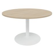Table Evidence Ø 120cm pied central chêne naturel pied blanc