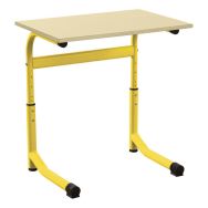 Table Forum plateau mélaminé beige chants  plaqués 70x50 Réglable 1023 jaune