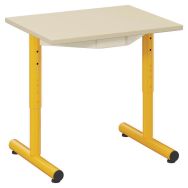 Table Frimousse 60 x 50 cm réglable T1 à T4 mélaminé coquille oeuf jaune 1003