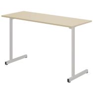 Table Gange 130 x 50 cm fixe T6 méla chants polypropylène - coquille oeuf/gris