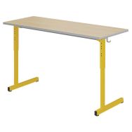 Table Gange 130x50 fixe réglable T3 à T6 strat chants polyuréthane hêtre/jaune