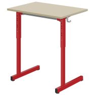 Table Gange 70 x 50 fixe régl T3 à T6 méla polypro coq oeuf/rouge  Ral 3000