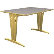 Table Iriss 120 x 80 cm DL - stratifié gris argile/hêtre naturel