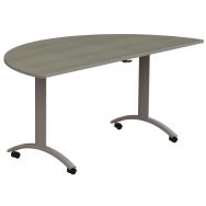 Table Isy 1/2 rond Ø 160 cm DL plateau strat pliant chêne lorenzo/gris argent