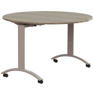 Table Isy Ø 120 cm DL plateau stratifié pliant chêne lorenzo - gris argent