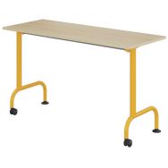 Table Lem mobile 130x50 cm fixe méla. hêtre ch. Polypro. - Mobidecor