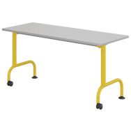 Table Lem mobile 130x50 cm strat. gris chants polyuréthane - Mobidecor
