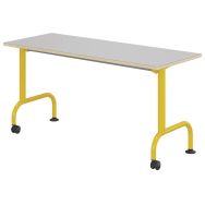 Table Lem mobile 130x50cm fixe strat. gris chants alaisés - Mobidecor
