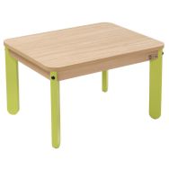Table Lili carrée, plateau hêtre, piétement bois couleur