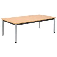 Table Lise 4 pieds tube - 160 x 80 cm - T2 - Gris alu RAL 9006
