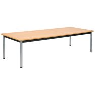 Table Lise 4 pieds tube - 200 x 80 cm - T6 - Gris alu RAL 9006