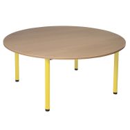 Table Lise 4 pieds tube - ronde Ø 120 cm - T6 - Jaune RAL 1023