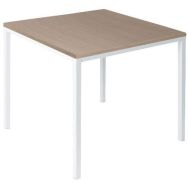 Table Loki 80 x 80 cm piétement blanc plateau Chêne