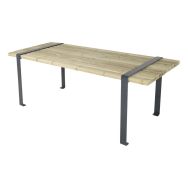 Table Lycos 200 x 80 x 76 cm pin piètement acier galva laqué gris 7016