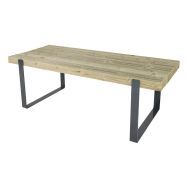 Table Mylos 200 x 83 x 73 cm - pin piètement acier galva laqué gris RAL 7016