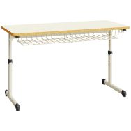 Table Quar double 130x55 cm réglable beige/gris-Mirplay School