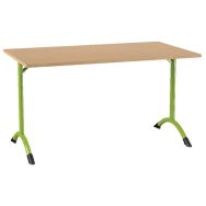 Table Sara 140 x 80 cm fixe T6 stratifié DL hêtre miel - vert 1864