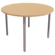 Table T ronde T6 H.76cm pied époxy gris plateau hêtre clair diam 120cm